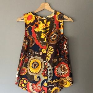 J Crew Silk ruffle-bib top in fall floral